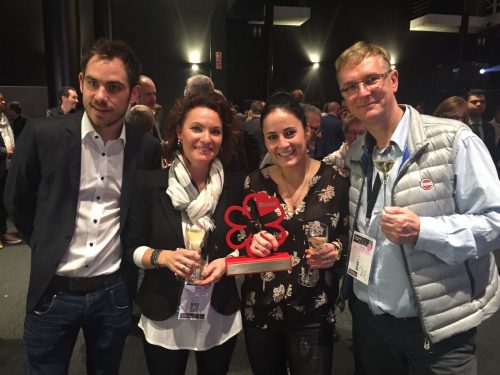 Kevin Ohles, Carina Pankert, Ricarda Grommes und Eric Pankert (v.l.) bei der Michelin-Verleihung im November 2016. Foto: privat